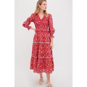 PINK CITY PRINTS Poppy Meadow Mia Dress Size L NWT Retail $282